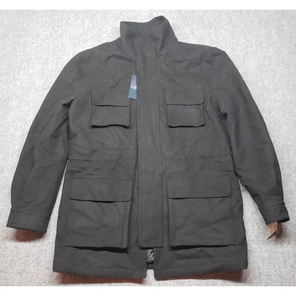 Chaps Jacket Coat Mens 44 Reg Black Waist Length 4 Pocket Full Zip Lined New - Picture 1 of 12